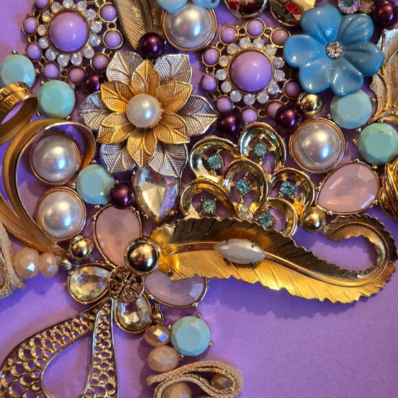 Hand Crafted Framed Jewelry Art 10.25"W x 12.25"H - Picture 5 of 6